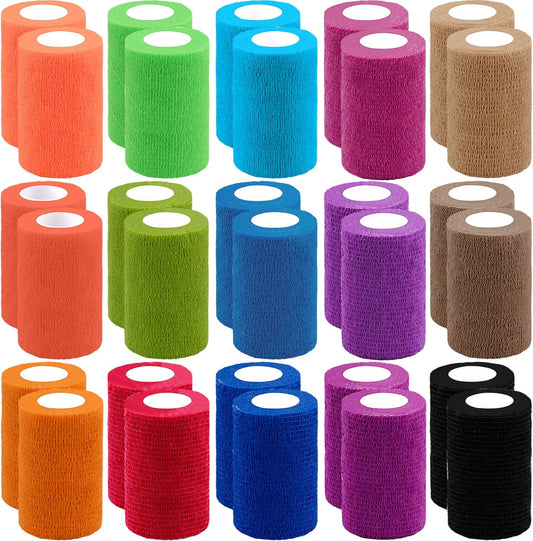 30 Rolls Self Adherent Wrap 3 Inch Self Adhesive Bandages Wrap Tape Stretch Bandage Self Stick Bandage Wraps for Wrist Ankle Swelling Sprains(15 Colors)